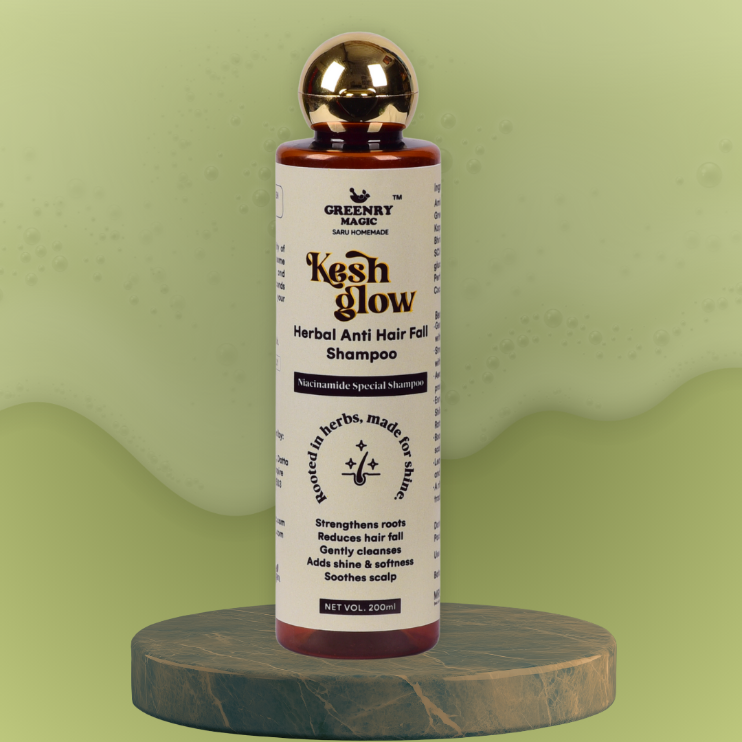 Kesh Glow Shampoo  
  Ayurvedic Kesh Glow Shampoo for Hair Fall Control and Scalp Detox ,anti Hairfall, sulphate and paraben free,amla ,ritha ,amla ,methi dana homemade shampoo 