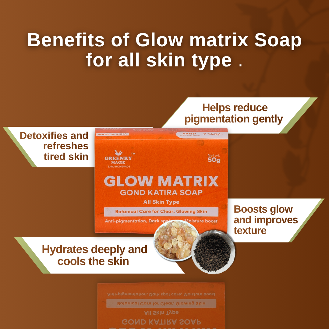 Greenry Magic Glow Matrix Gond Katira Soap – Hydrate, Soothe & Restore Skin Glow Naturally