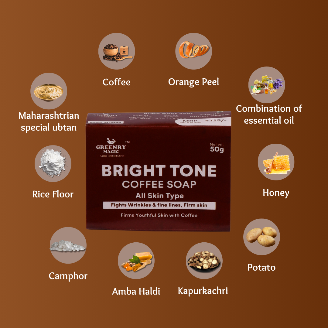 Greenry Magic Bright Tone Coffee Soap – Energize, Brighten & Refresh Naturally