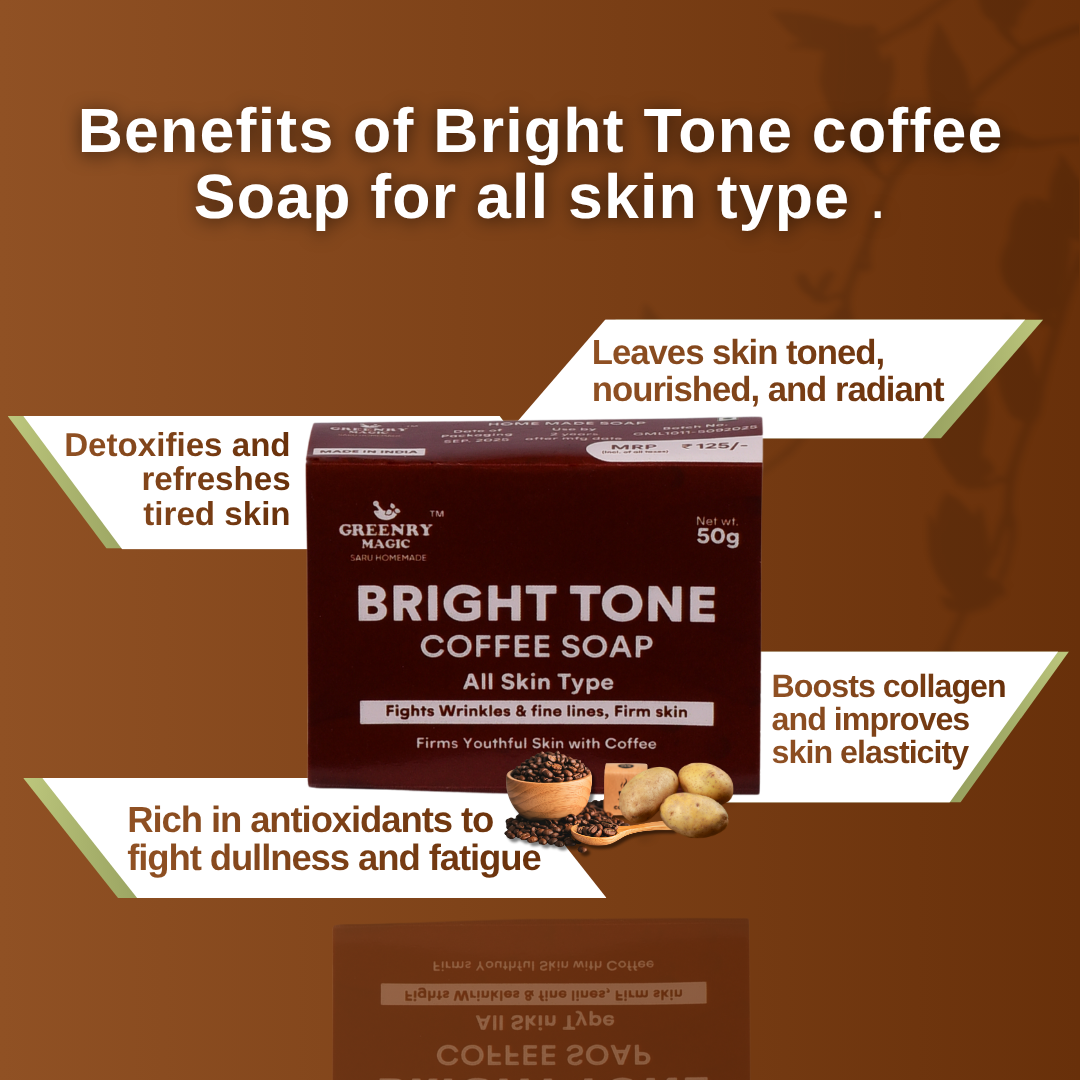 Greenry Magic Bright Tone Coffee Soap – Energize, Brighten & Refresh Naturally
