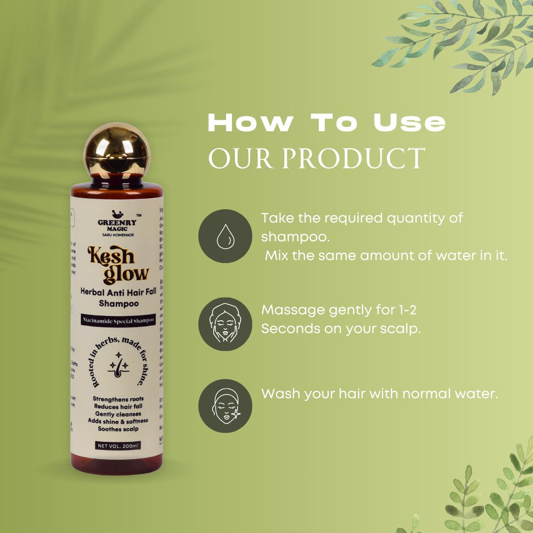 Greenry Magic Kesh Glow Herbal Anti Hair Fall Shampoo – Strength, Shine & Herbal Care